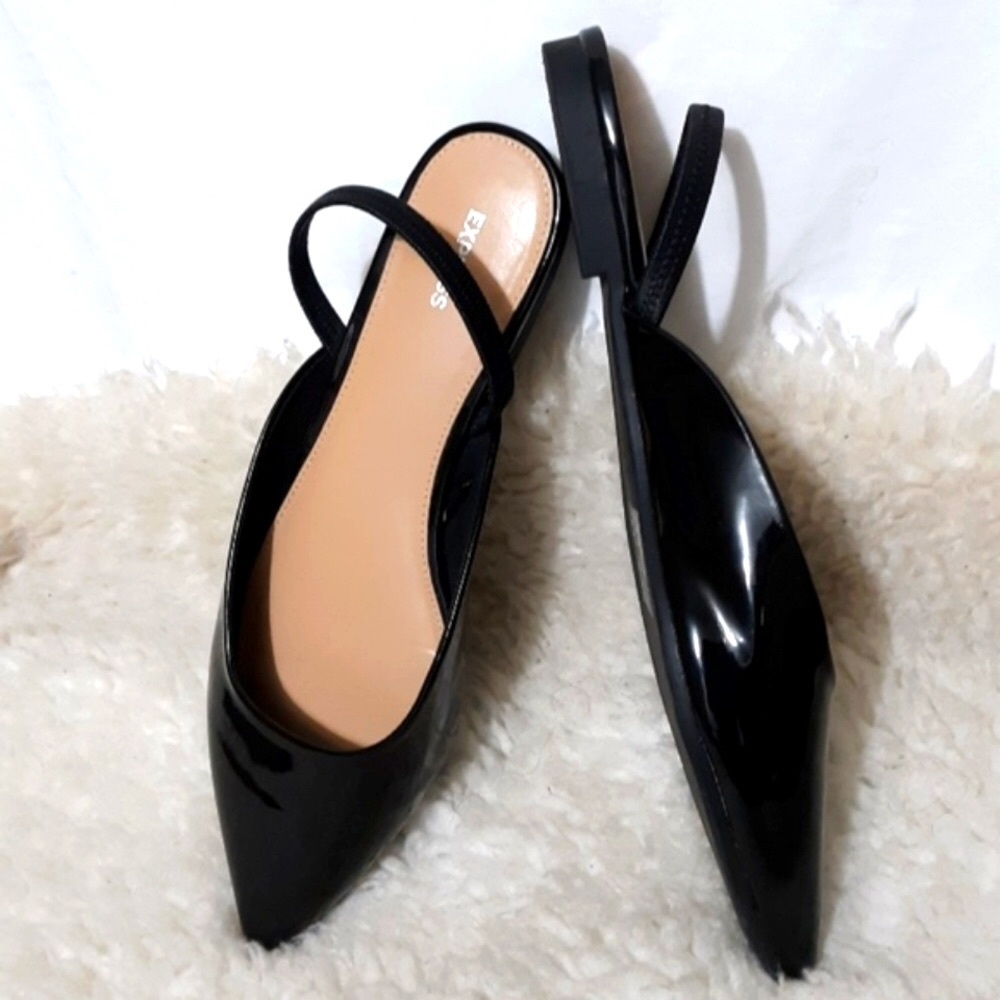 EXPRESS Black Back Strap Pointy Shoes